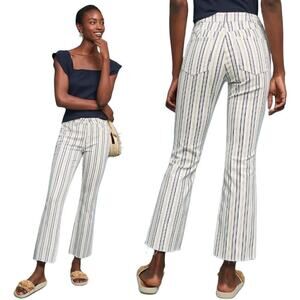 Pilcro by Anthropologie High Rise Bootcut Raw Hem Striped Jeans Size 25